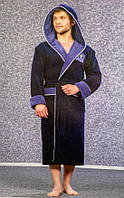Мужской махровый халат Nusa NS-7160 хлопок синий