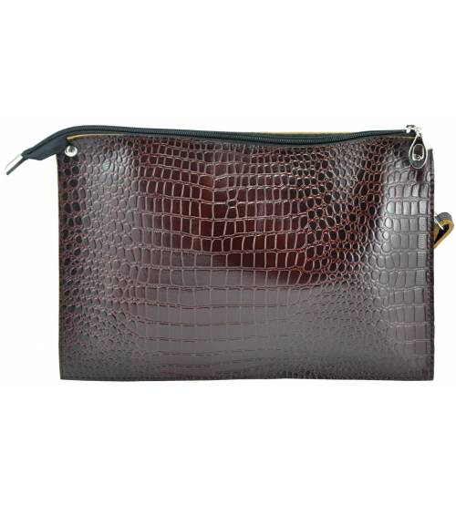 Клатч жіночий шкіряний конверт Crocodile коричневий, фото 1