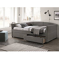 Диван ліжко односпальний Signal Lanta 90х200см сірий текстиль з 2 шухлядами для білизни