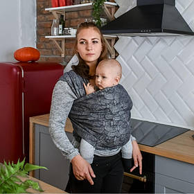 Слінг - шарф для дітей від народження жакардовий Розмір 3 (3,2 метри) сірий Leaf