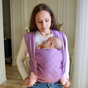 Слінг - шарф для дітей від народження жакардовий Розмір 3 (3,2 метри) бузковий Geometry