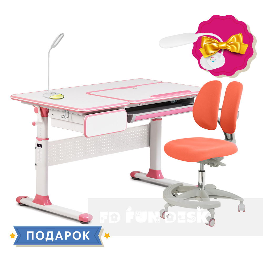Комплект парта Cubby Toru Pink + підліткове крісло для дому FunDesk Primo Orange
