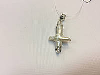 Кулон із натуральними перлами Бароко. Кулон хрест-човники у сріблясті. Індія
