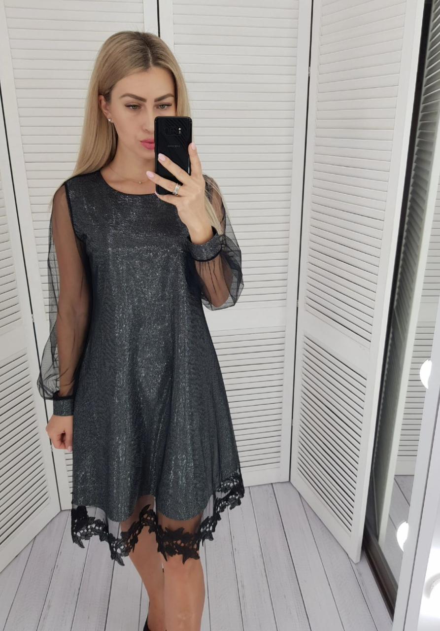 Нова колекція!!! Ошатне жіночна сукня з люрексу , імітація на запах, арт 406, колір морська хвиля, фото 1