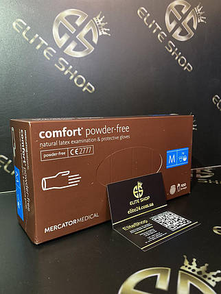 Рукавички латексні неопудрені Mercator 100 шт/уп, фото 1