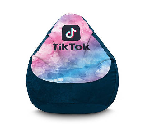 Крісло мішок "Tik Tok. Watercolor. Dark blue" Флок, фото 1