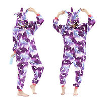 Пижамы кигуруми для взрослых мужчин Ночной Единорог фиолетовый