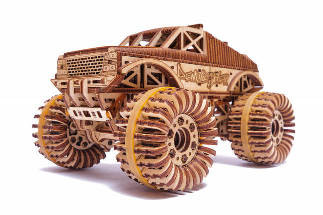 Монстр Трак (Monster Truck) Wood Trick (556 деталей) — механічний дерев'яний 3D пазл конструктор, фото 2