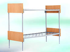 Ліжко металеве двохярусне 70х190см з ДСП спинкою