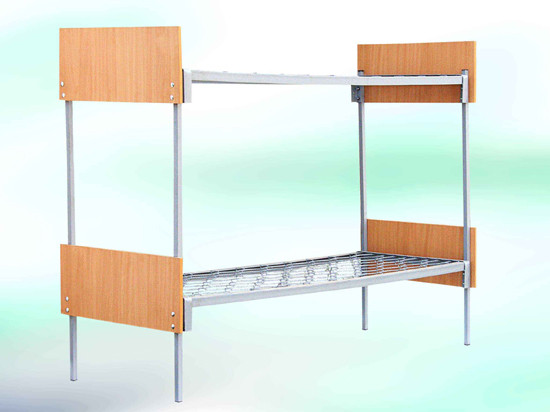 Ліжко металеве двохярусне 70х190см з ДСП спинкою, фото 1