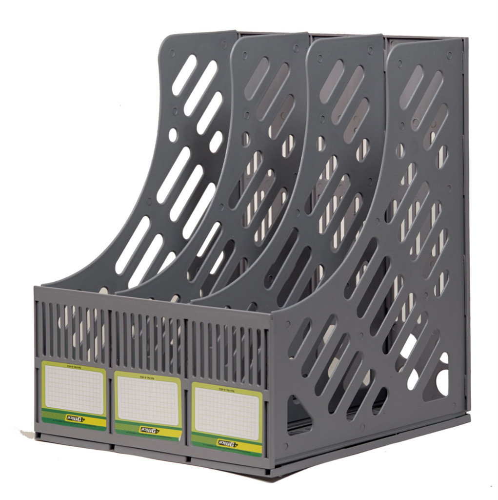 Лоток збірний вертикальний 4OFFICE 4-402 3відділення сірий, фото 1