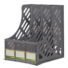 Лоток збірний вертикальний 4OFFICE 4-402 3відділення сірий