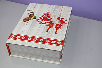 Подарункова Коробочка новорічна у вигляді книги скриньки з малюнком 26 см