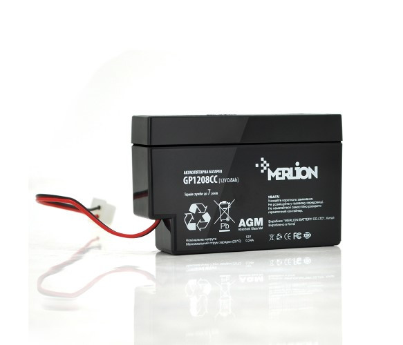 Акумулятор AGM - 0.8 Аг, 12 В гелевий Merlion GP1208СС Q40