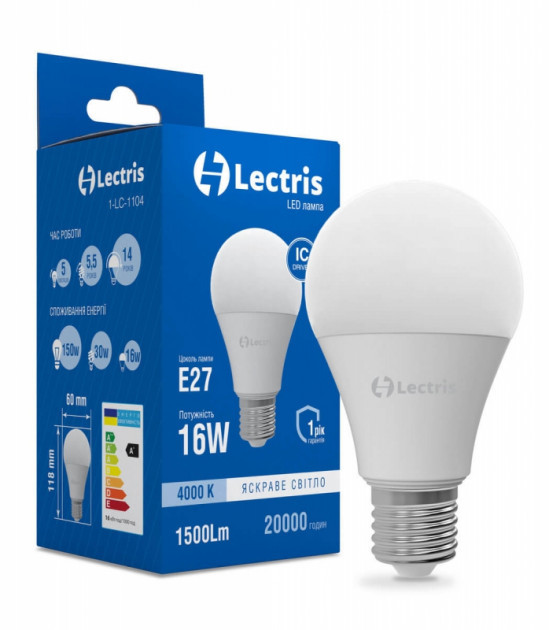 Лампочка світлодіодна Lectris Led 1-LC-1107 А60 12W 4000K 220V E27