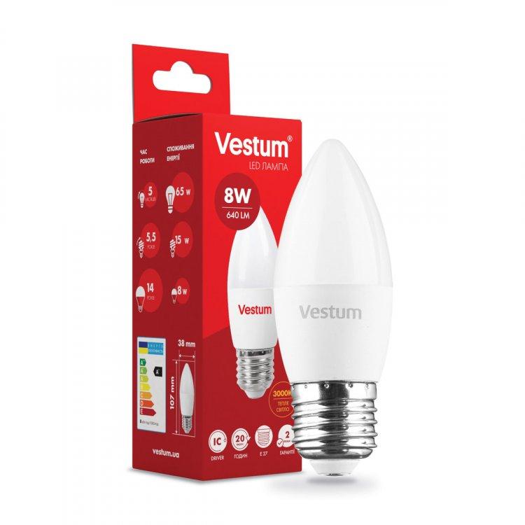 Лампочка світлодіодна Vestum Led 1-VS-1310 C37 8W 3000K 220V E27