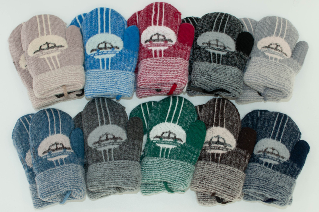 ОПТ Рукавиці утеплені, р. 12 (1-2 роки), виробник Китай (6 шт./набір), фото 1