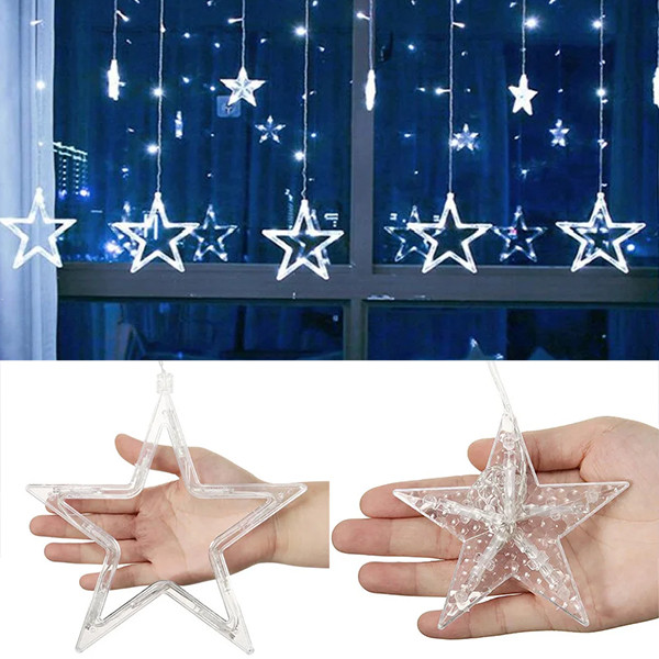 Світлодіодна гірлянда-штора Зорепад 2.5 м, 12 зірок, Біла, фото 1