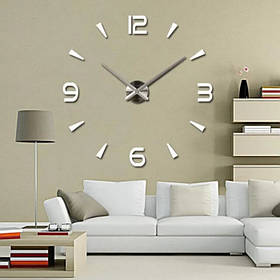 Великий годинник настінний 3D "DIY" від 70до 150 см колір срібло (8516-019)