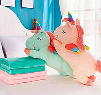 Іграшка Єдиноріг з крильцями плед-подушка - трансформер 3 в 1 57 х 24 см для дітей і дорослих з флісу