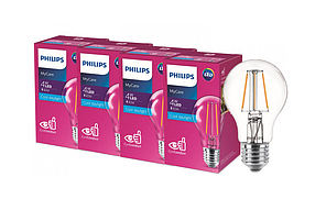 Лампа світлодіодна Philips Filament LED Classic 4-40 Вт A60 E27 865 CL NDAPR