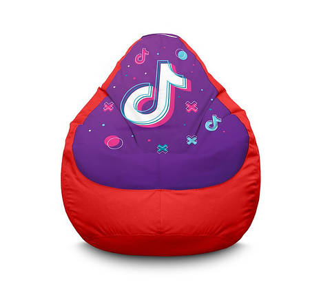 Крісло мішок "Tik Tok. Big logo. Red" Оксфорд, фото 1