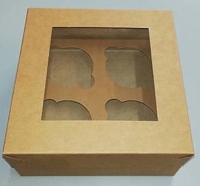 Коробка з віконцем для 4 мафінів бура KPK53