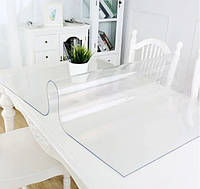 Мягкое стекло Прозрачная силиконовая скатерть на стол Soft Glass Защита для мебели 3.8х1.0 м (Толщина 2мм)