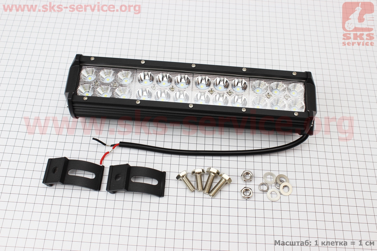Фара дополнительная светодиодная влагозащитная - 24 LED с креплением, прямоугольная 75*295мм - фото 1 - id-p1312097846