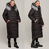Довге пальто-куртка на зиму Барбара морська хвиля, р-ри 48-58, фото 6