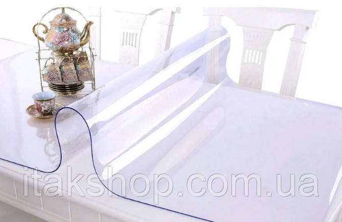 Силіконове м'яке скло Прозора захисна скатертина для столу та меблів Soft Glass (3.8х1.0м) товщина 1.5мм