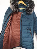 Куртка жіноча зимова, пальто зимове, пуховик темно-синя, фото 5