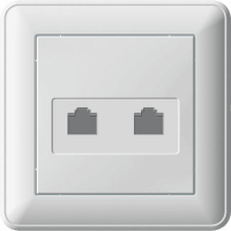 Розетка комп'ютерна cat 5E RJ45 Karlik Logo LGK-1 біла вбудована одинарна інтернет мережева UTP 8P8C RJ-45