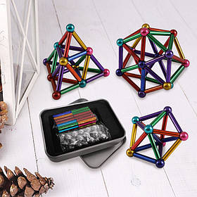 Магнітний конструктор Neo MIX COLOR 36 шт. магнітні палички та 28 шт. сталеві кульки