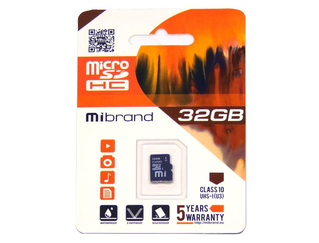 Картка пам'яті Mibrand 32GB microSD class10 UHS-1 (MICDHU3/32GB), фото 1