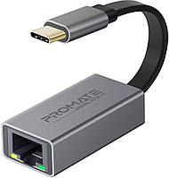 Переходник Promate GigaLink-C USB Type-C/Ethernet 1Гбит/с Grey (gigalink-c.grey)