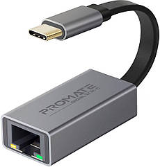 Перехідник Promate GigaLink-C USB Type-C/Ethernet 1Гбіт/с Grey