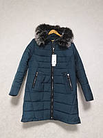 Куртка женская зимняя, пальто зимнее, пуховик сине-зеленая 50 розмір 64