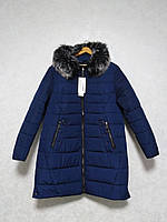 Куртка женская зимняя, пальто зимнее, пуховик темно-синяя