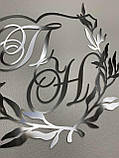 Весільна монограма герб з ініціалами з дзеркального пластику полістиролу на замовлення Manific Decor, фото 4