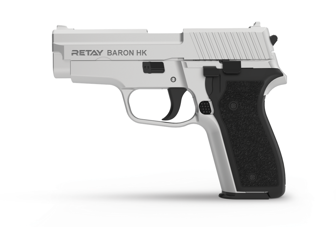 Пістолет стартовий Retay Baron HK, 9 мм. Колір — Chrome