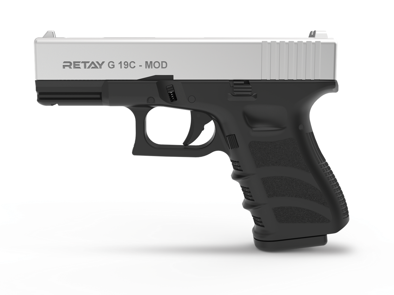 Пістолет стартовий Retay G 19C, 9 мм. Колір — Chrome