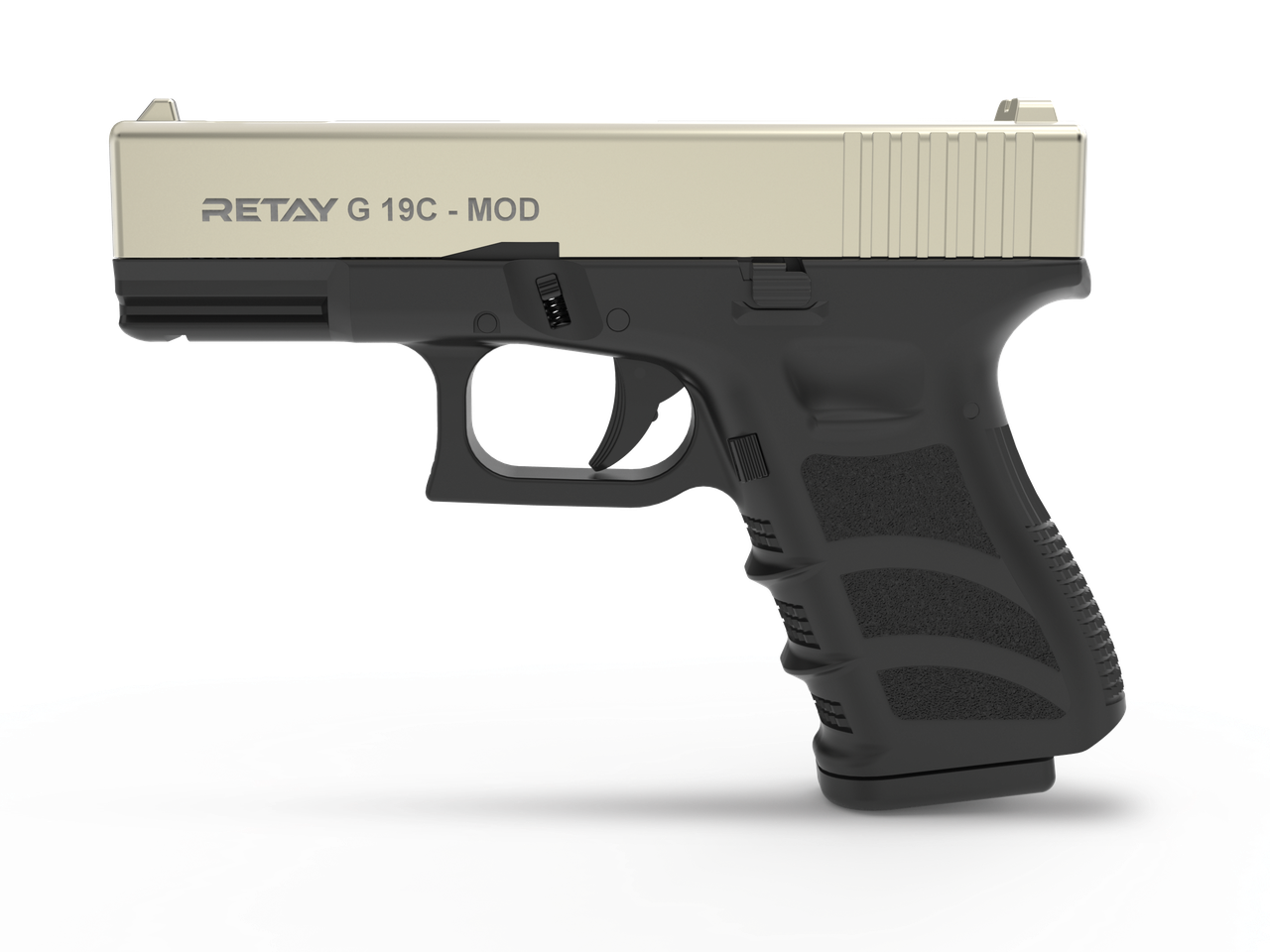 Пістолет стартовий Retay G 19C, 9 мм. Колір — Satin