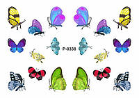 Водный Слайдер дизайн фото дизайн для ногтей с яркой печатью рельефный бабочки