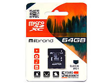 Картка пам'яті Mibrand 64 GB microSD class10 UHS-1 +adapter (MICDXU1/64GB-A)