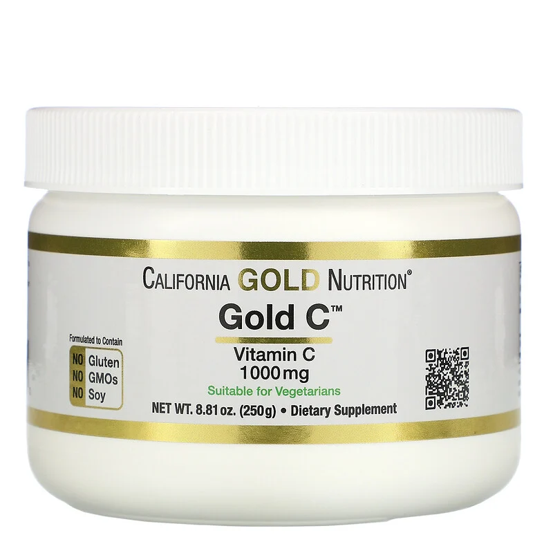 Vitamin C Gold C Powder 1000 мг California Gold Nutrition 250 г, фото 1