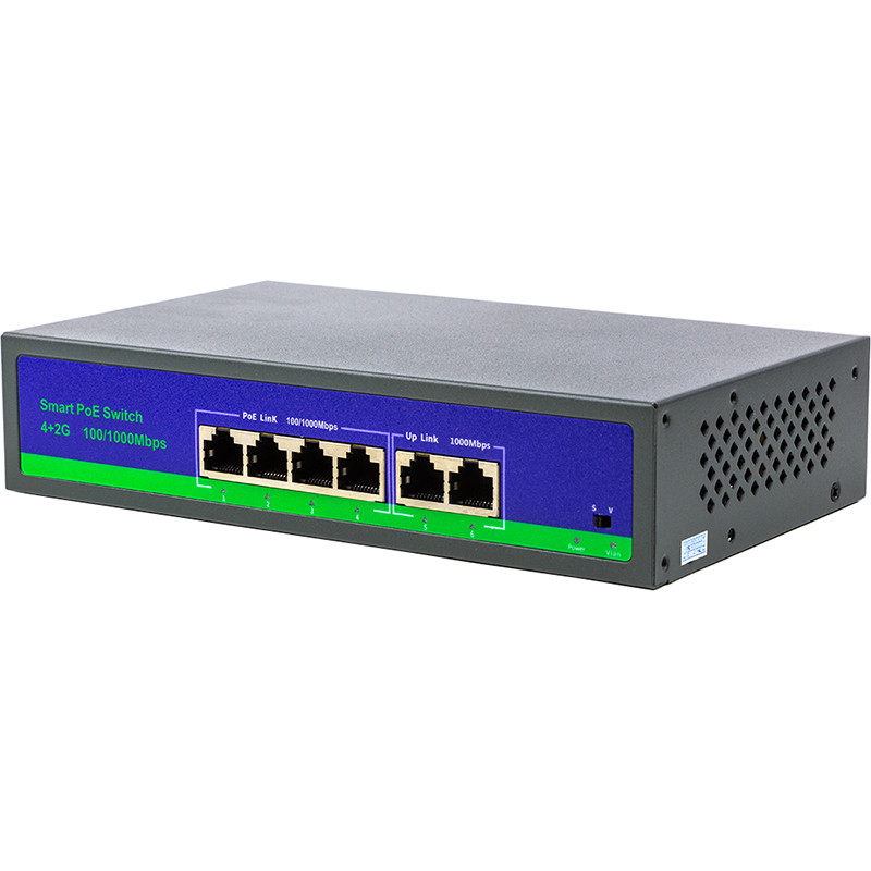 PoE комутатор PowerPlant 4ch 100Mbps+2G uplink