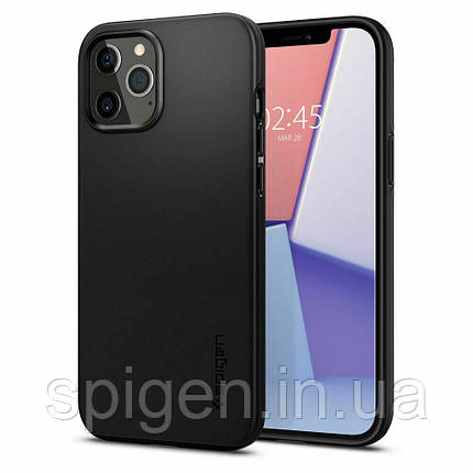 Чохол Spigen для iPhone 12 / 12 Pro Thin Fit, Black, фото 1