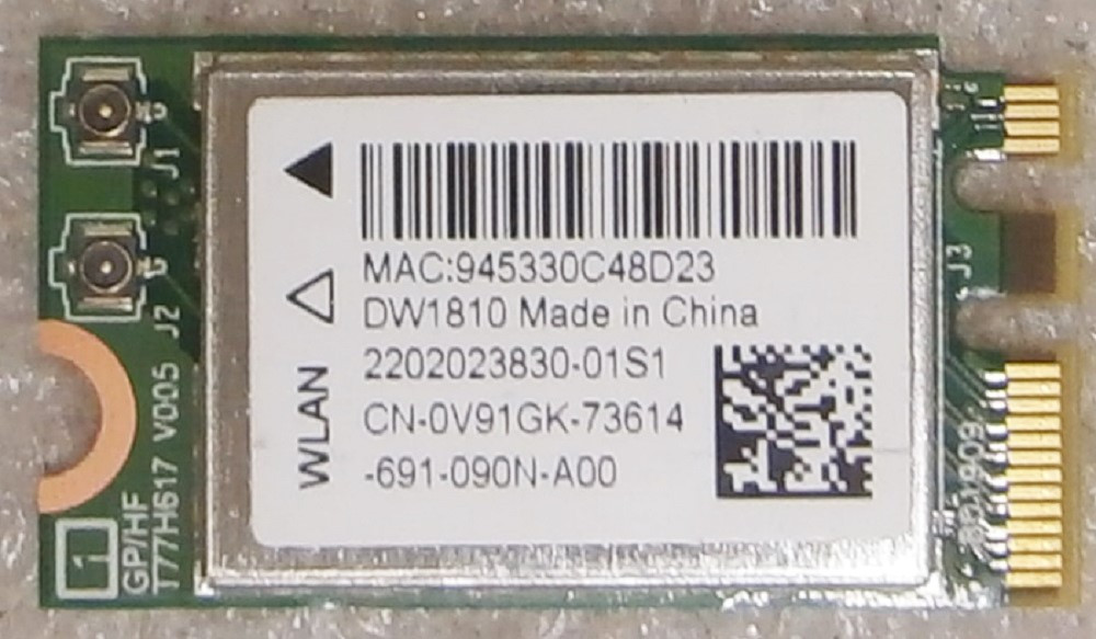 Wi-fi+BT модуль M.2 Qualcomm Atheros QCNFA435 (0v91gk) 802.11 a.g.n.ac 433Mbps 2,4GHz/5GHz!