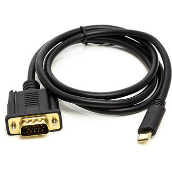 Кабель PowerPlant USB Type-C 3.1 (M) — VGA (M), 1 м